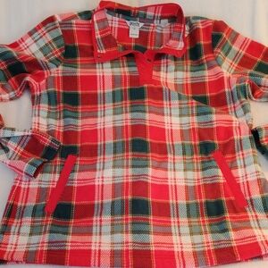 Duluth Trading Co 1/4 Pearl Snap Fleece Flannel Shirt Women's Large